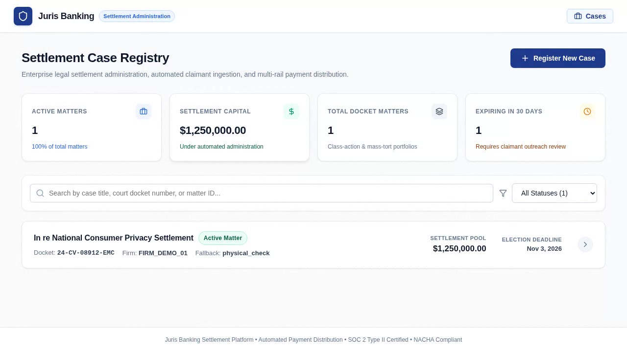 JurisBanking Case Creation and Roster Ingestion Interface