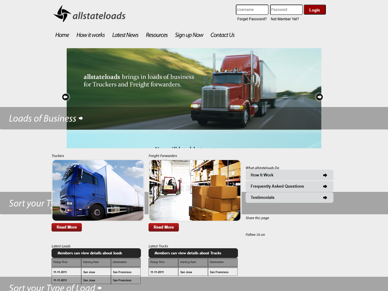Allstateloads Inc. Website Design