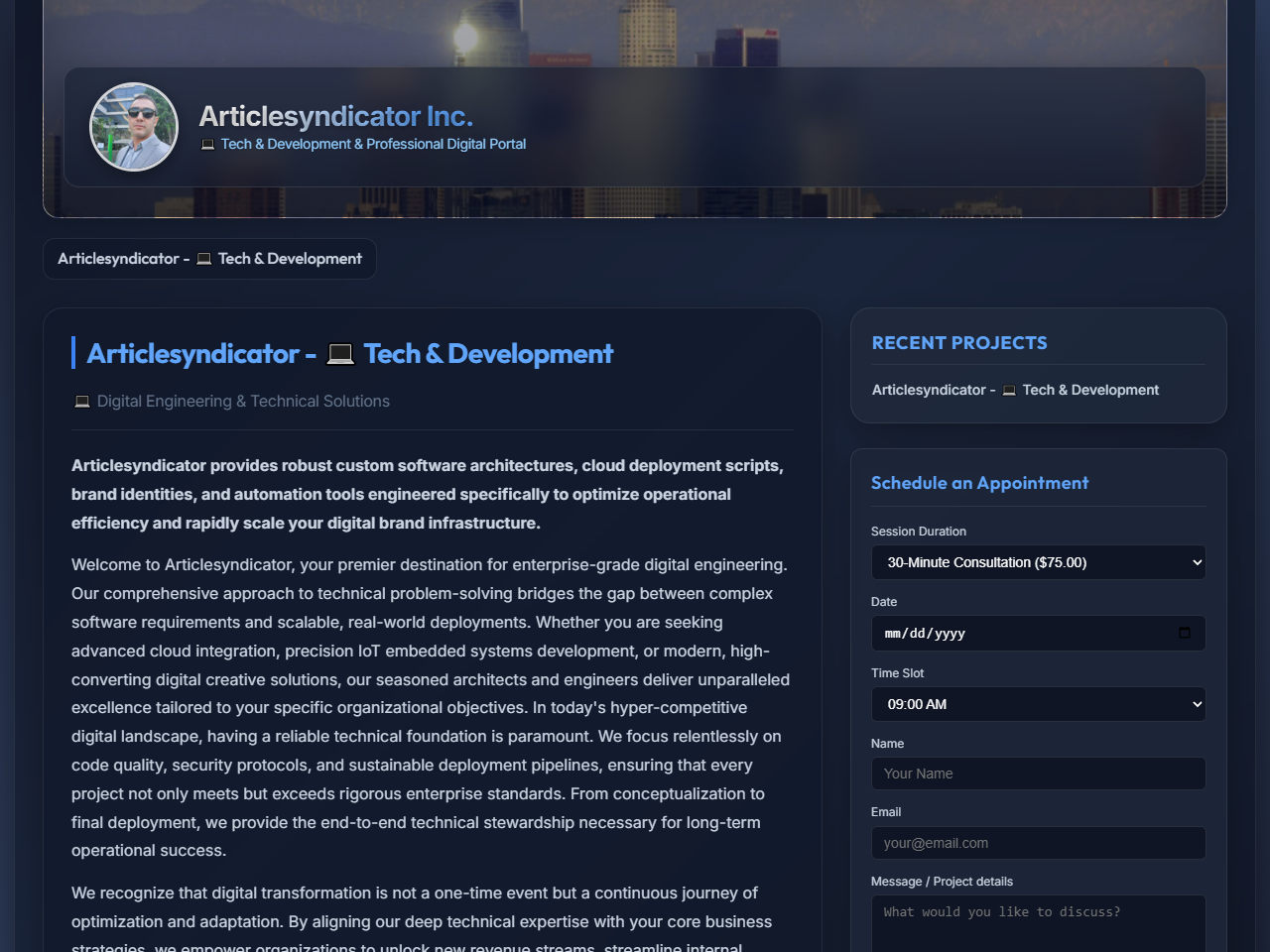 Articlesyndicator Inc. Website Design