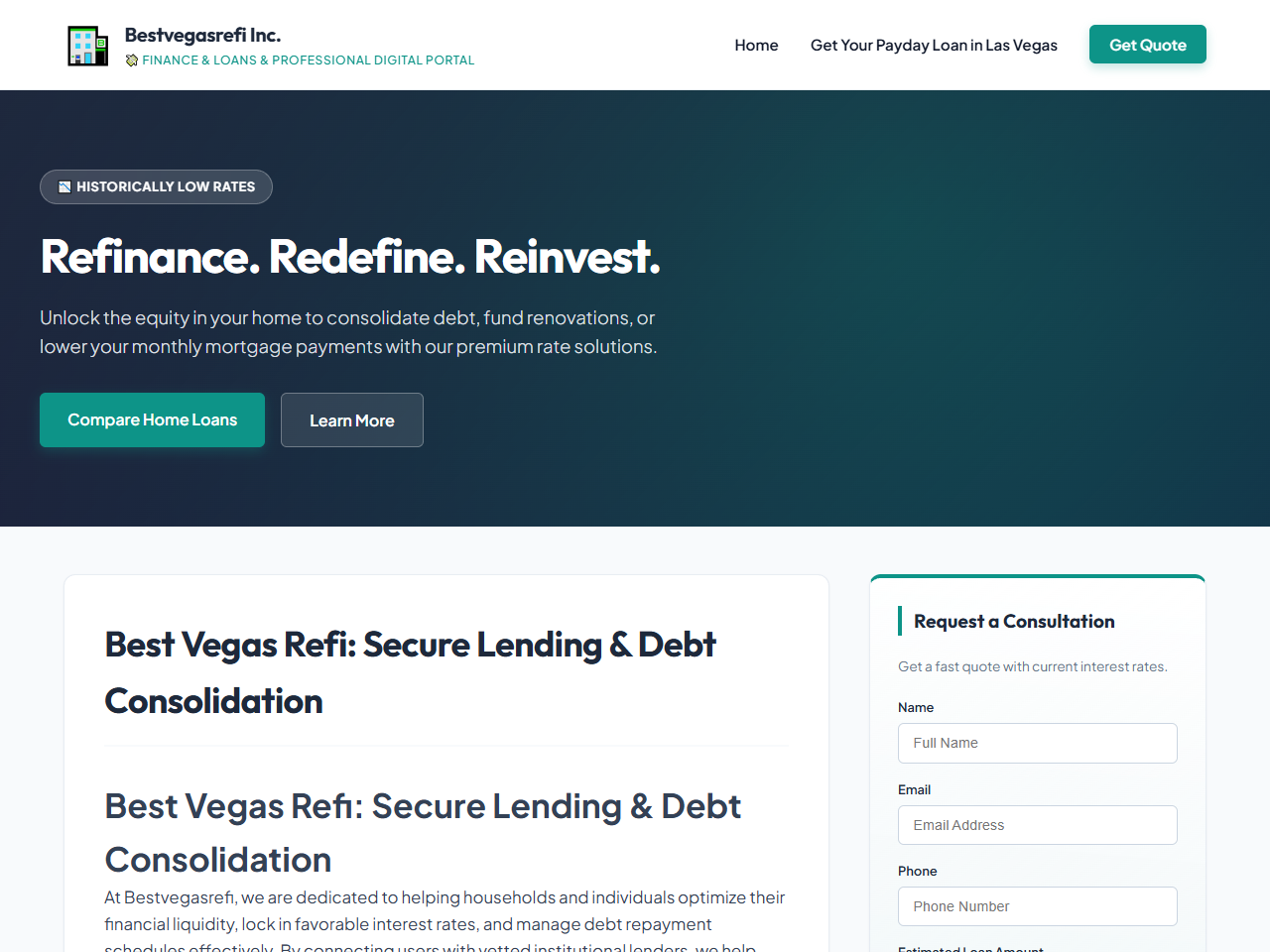 Bestvegasrefi Inc. Website Design