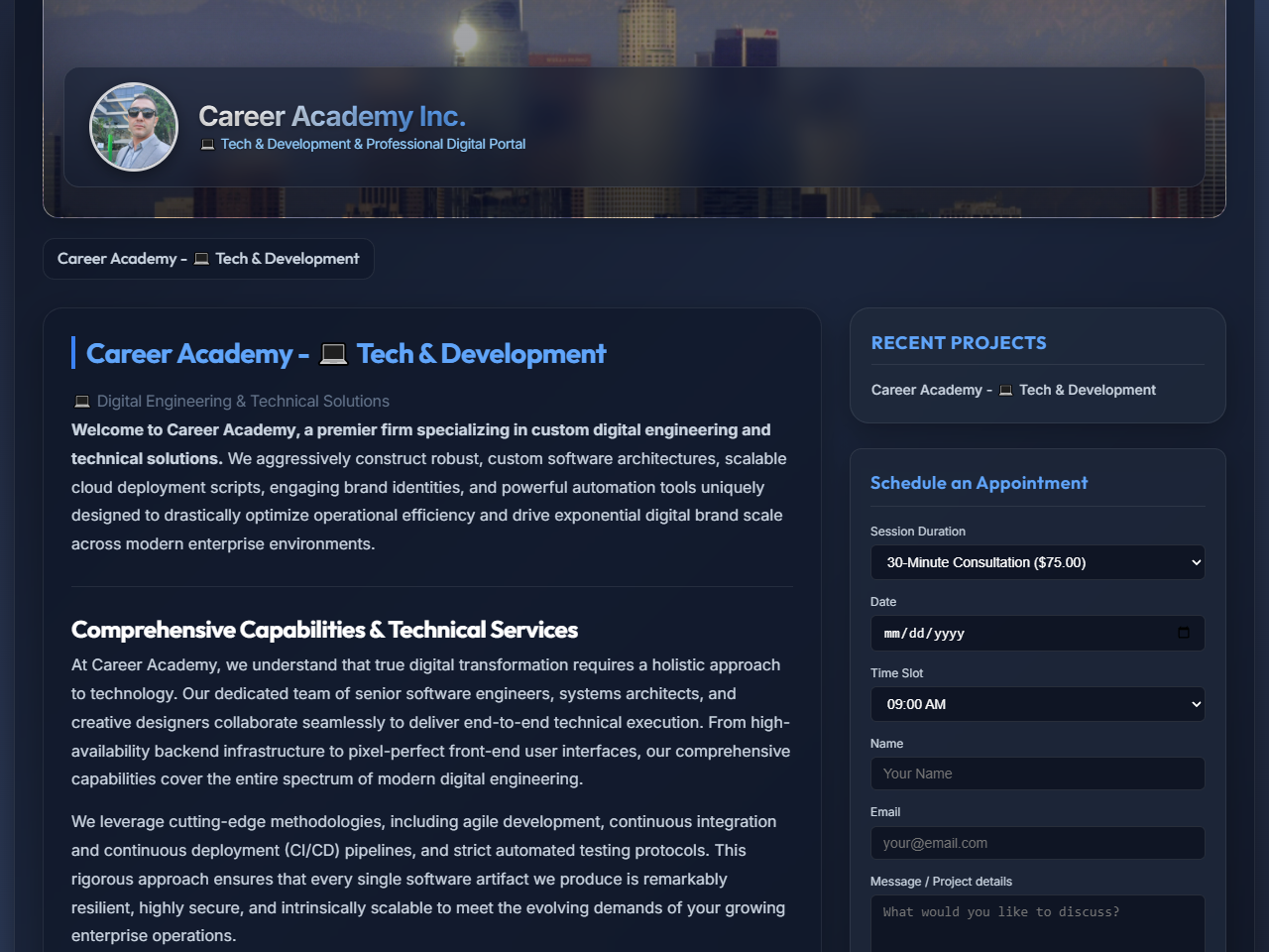 Career Academy Inc. Website Design