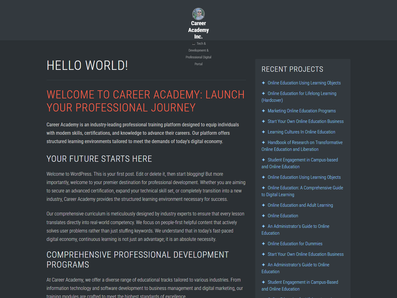 Career Academy Inc. Website Design