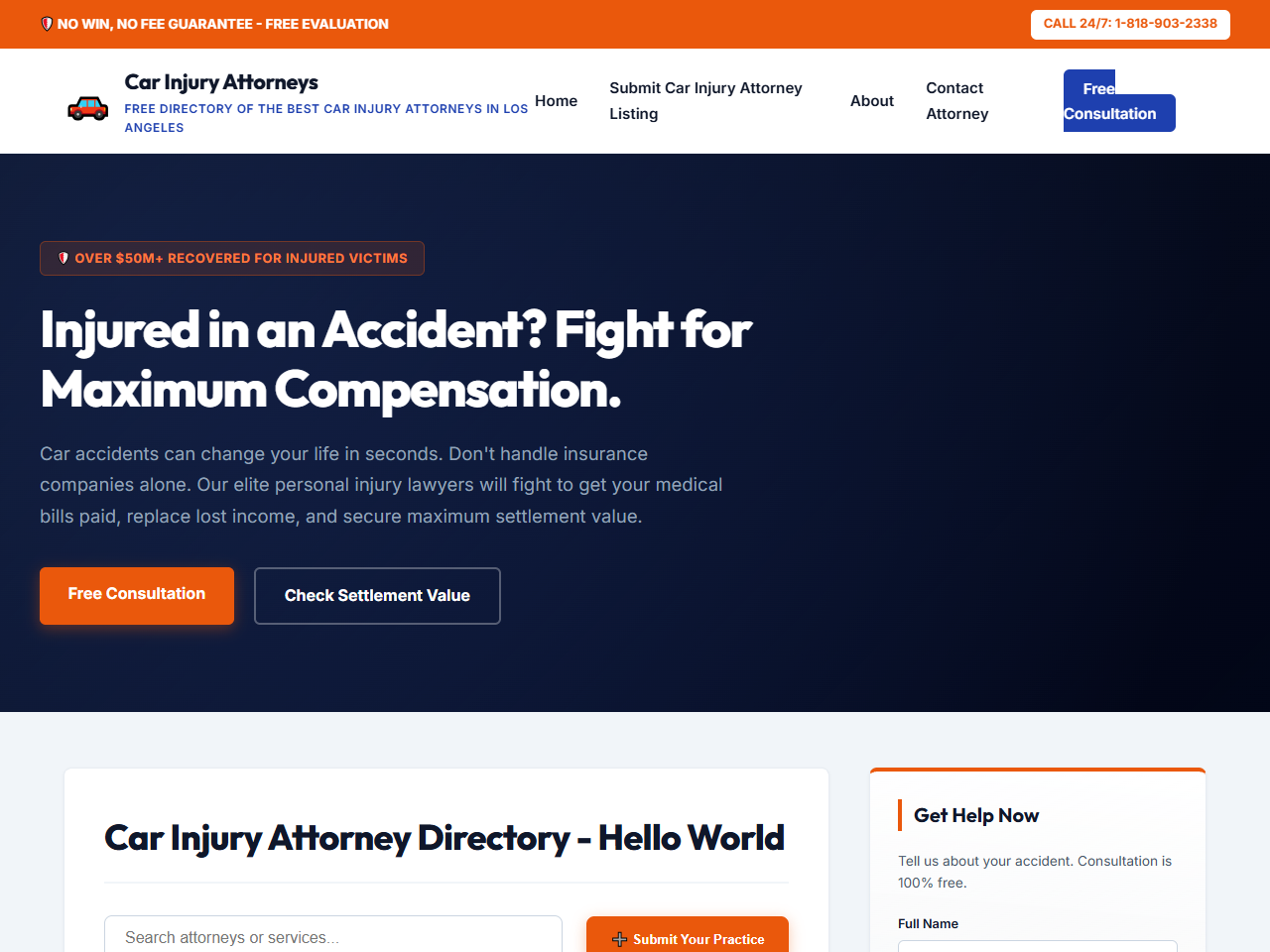 Car Injury Attorneys Website Design