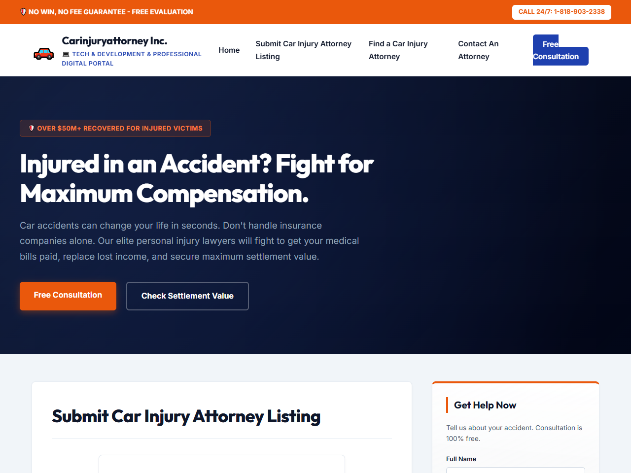 Carinjuryattorney Inc. Website Design