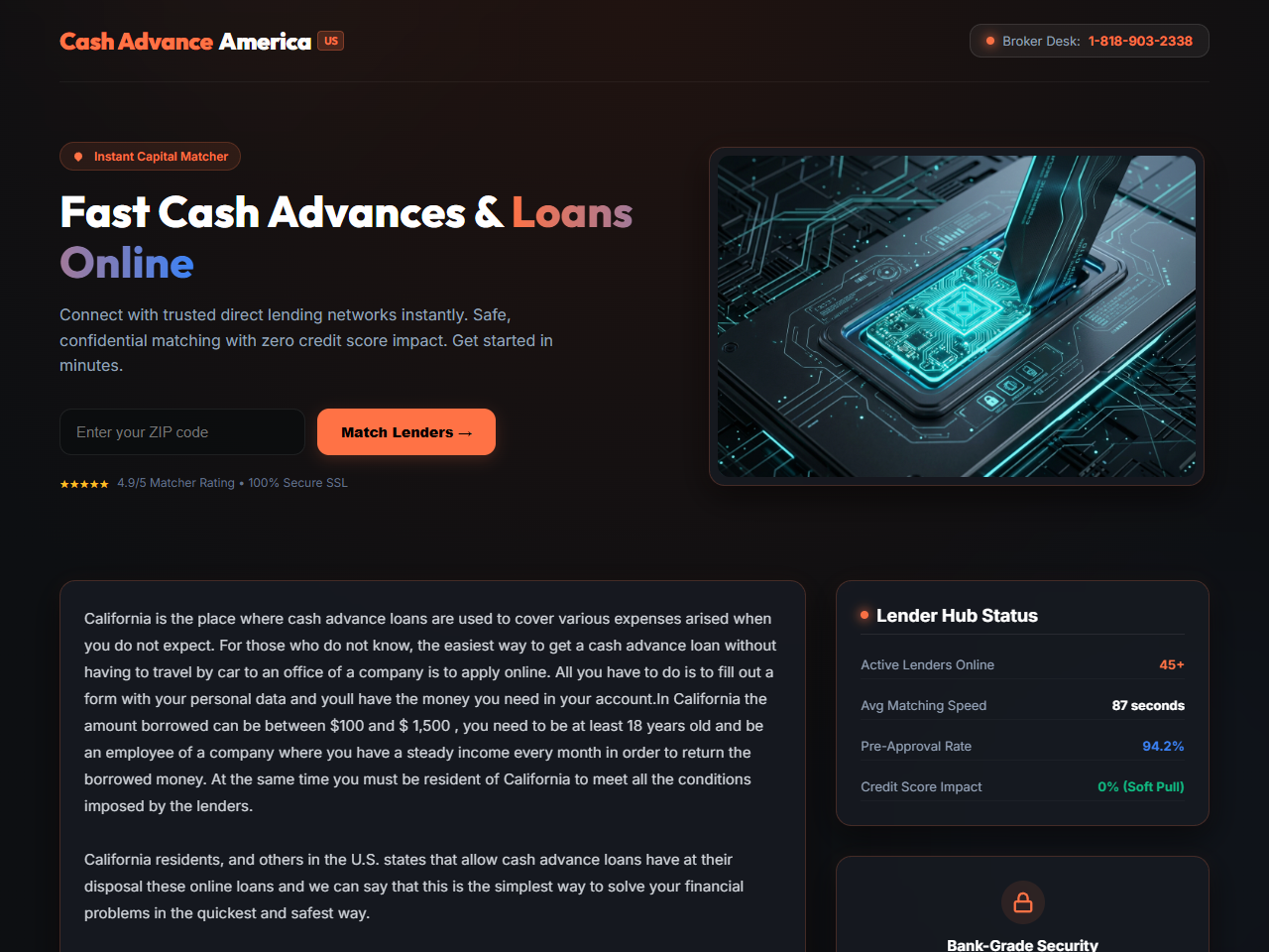 Cash Advance America Website Design