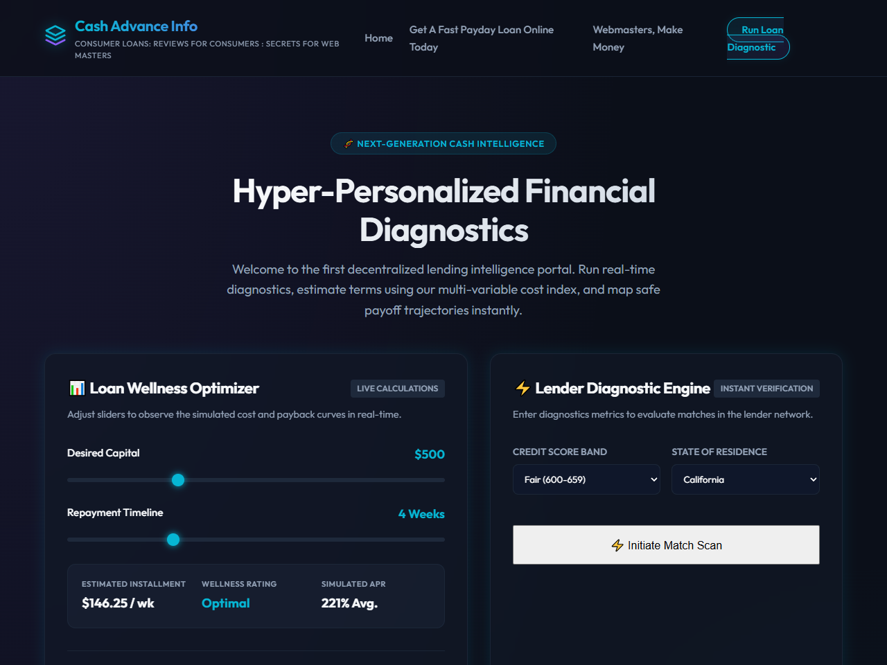 Cash Advance Info Website Design