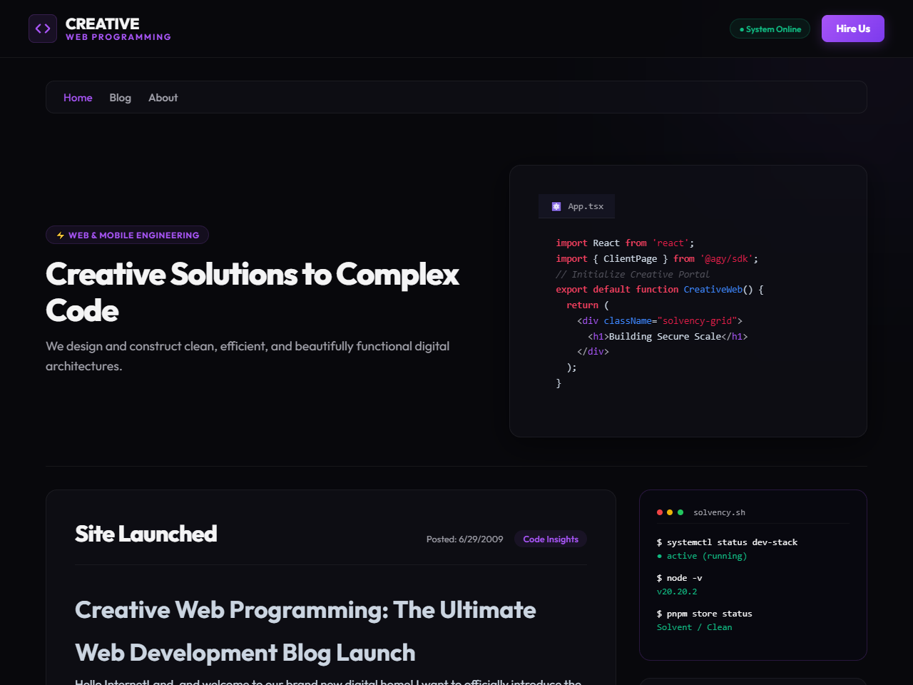 Creative Web Programming Website Design