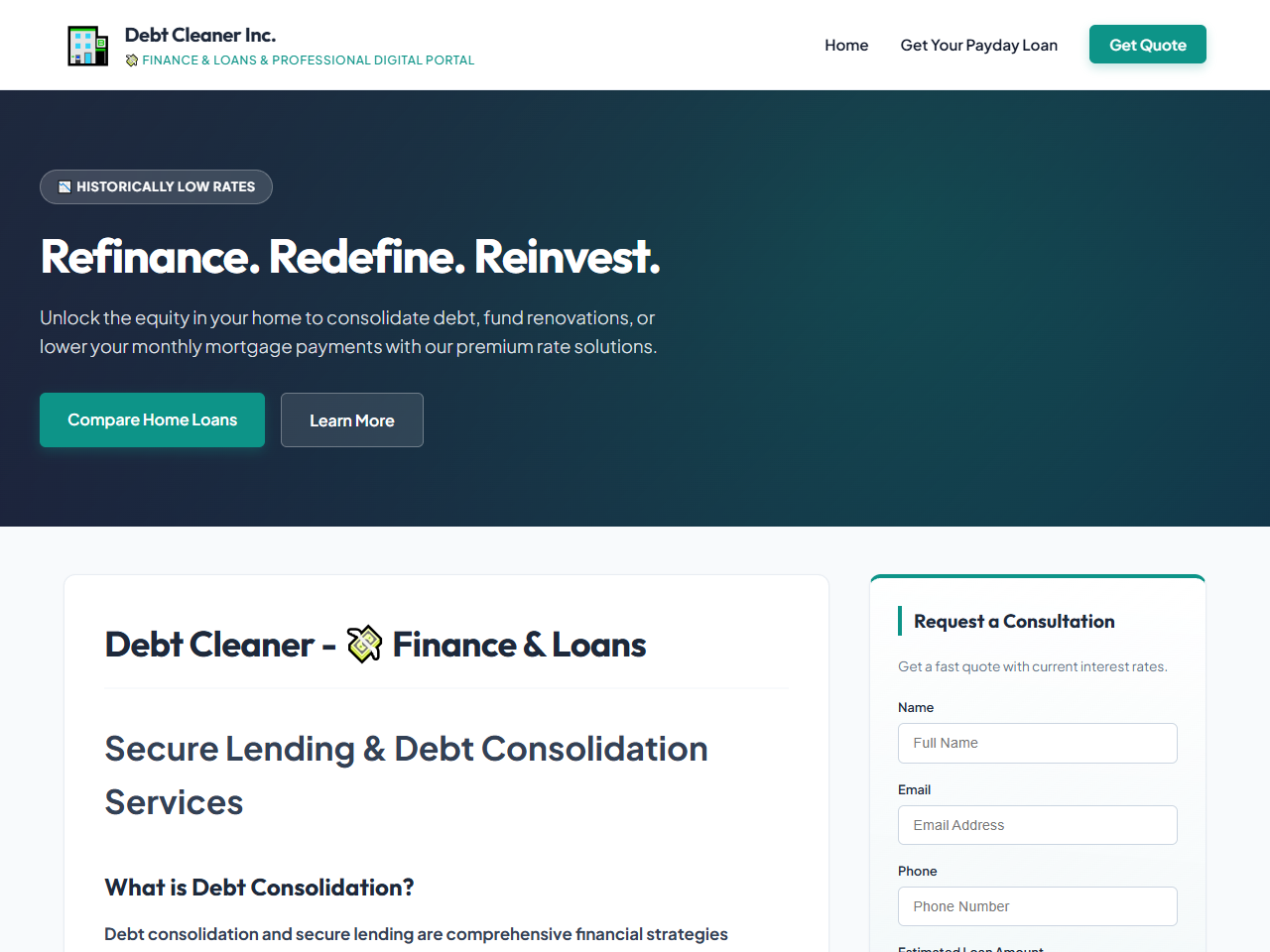 Debt Cleaner Inc. Website Design