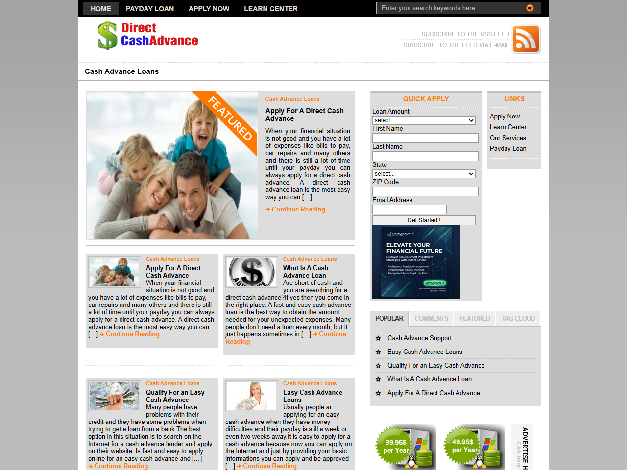 Direct Cash Advance Website Design