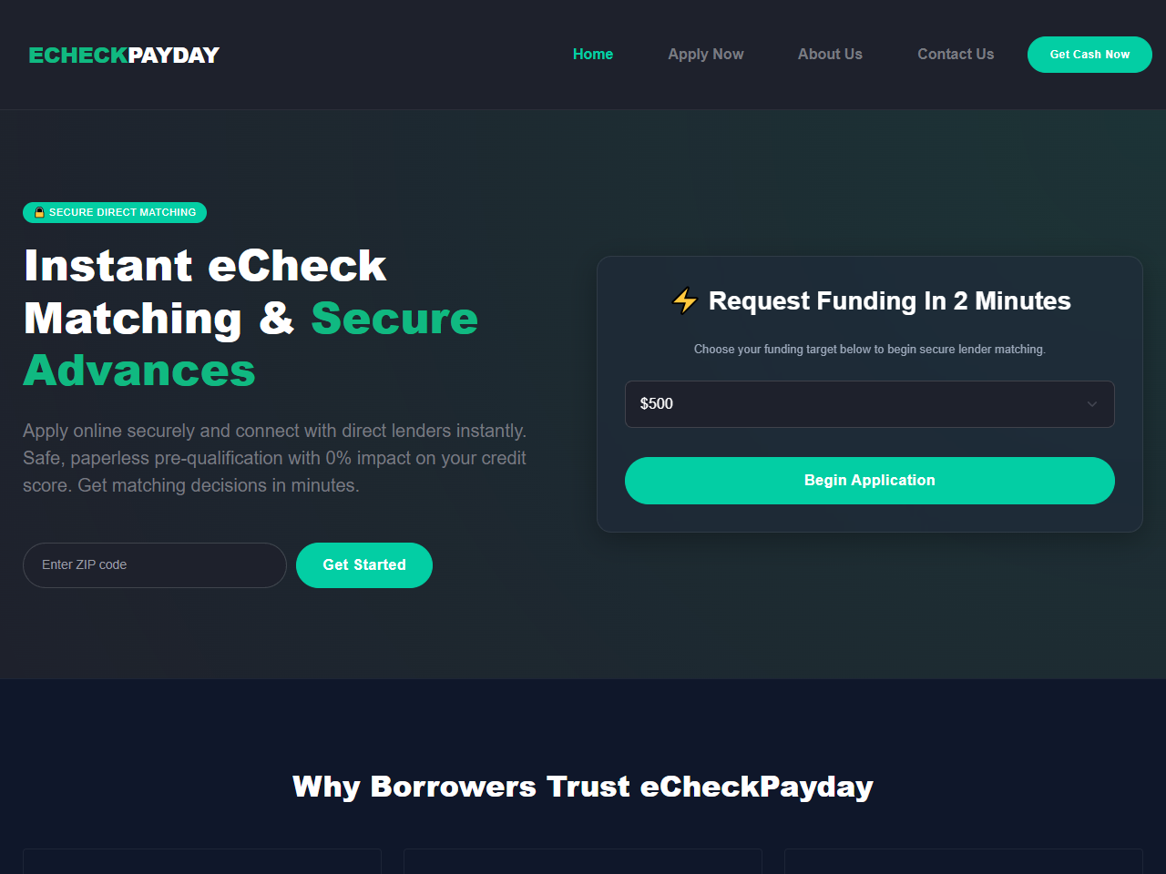 ECheck Payday Loan Website Design