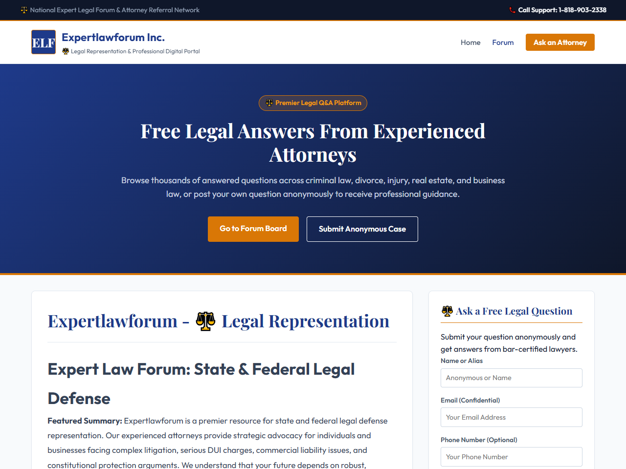 Expertlawforum Inc. Website Design