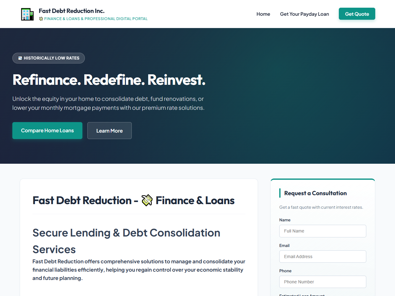 Fast Debt Reduction Inc. Website Design