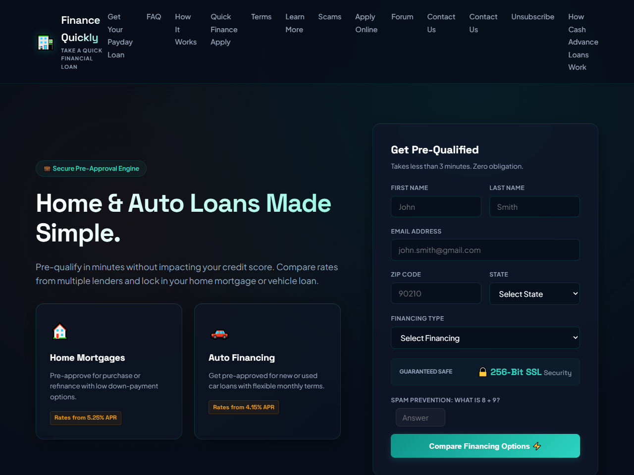 Finance Quickly Website Design