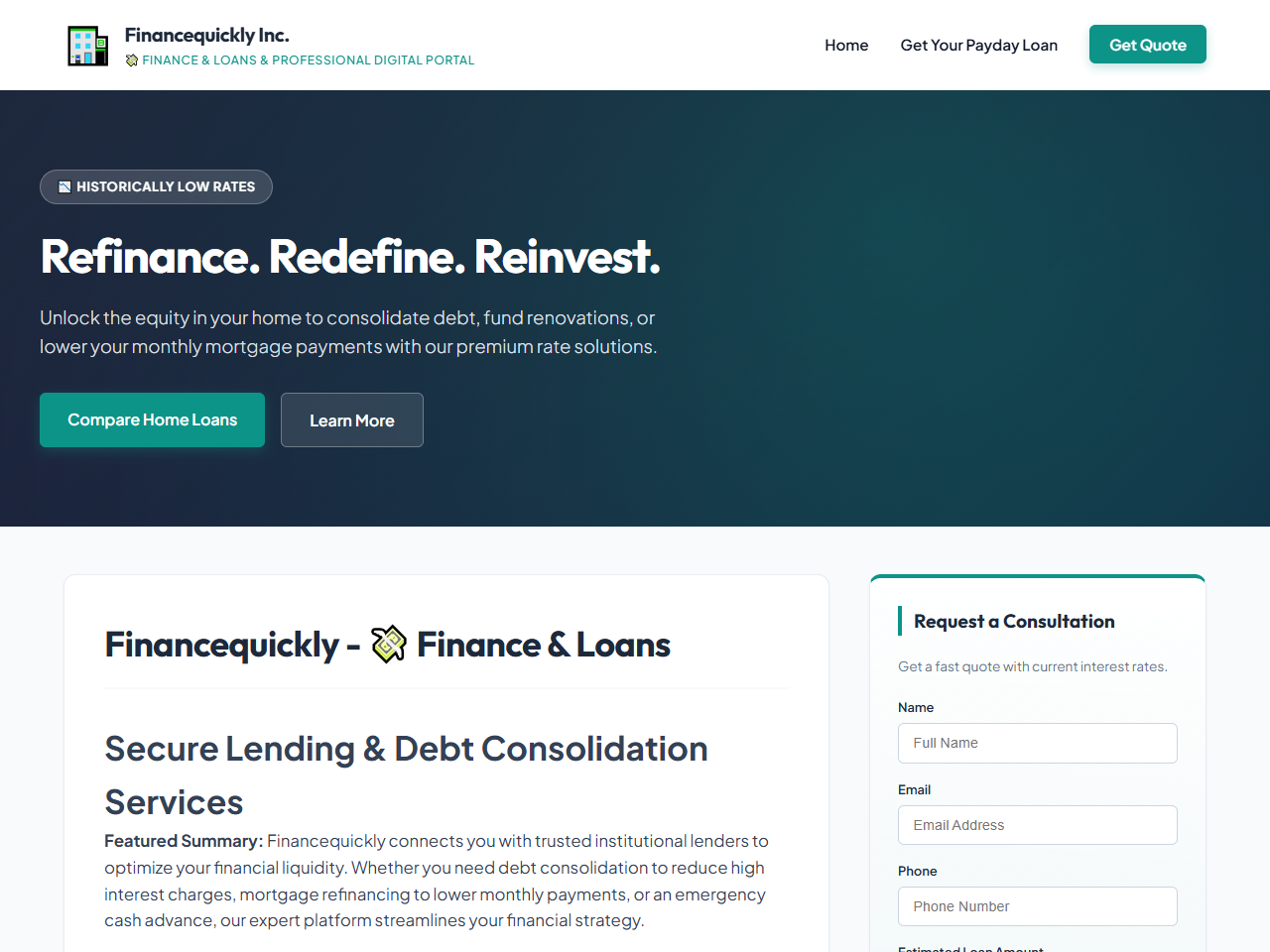 Financequickly Inc. Website Design