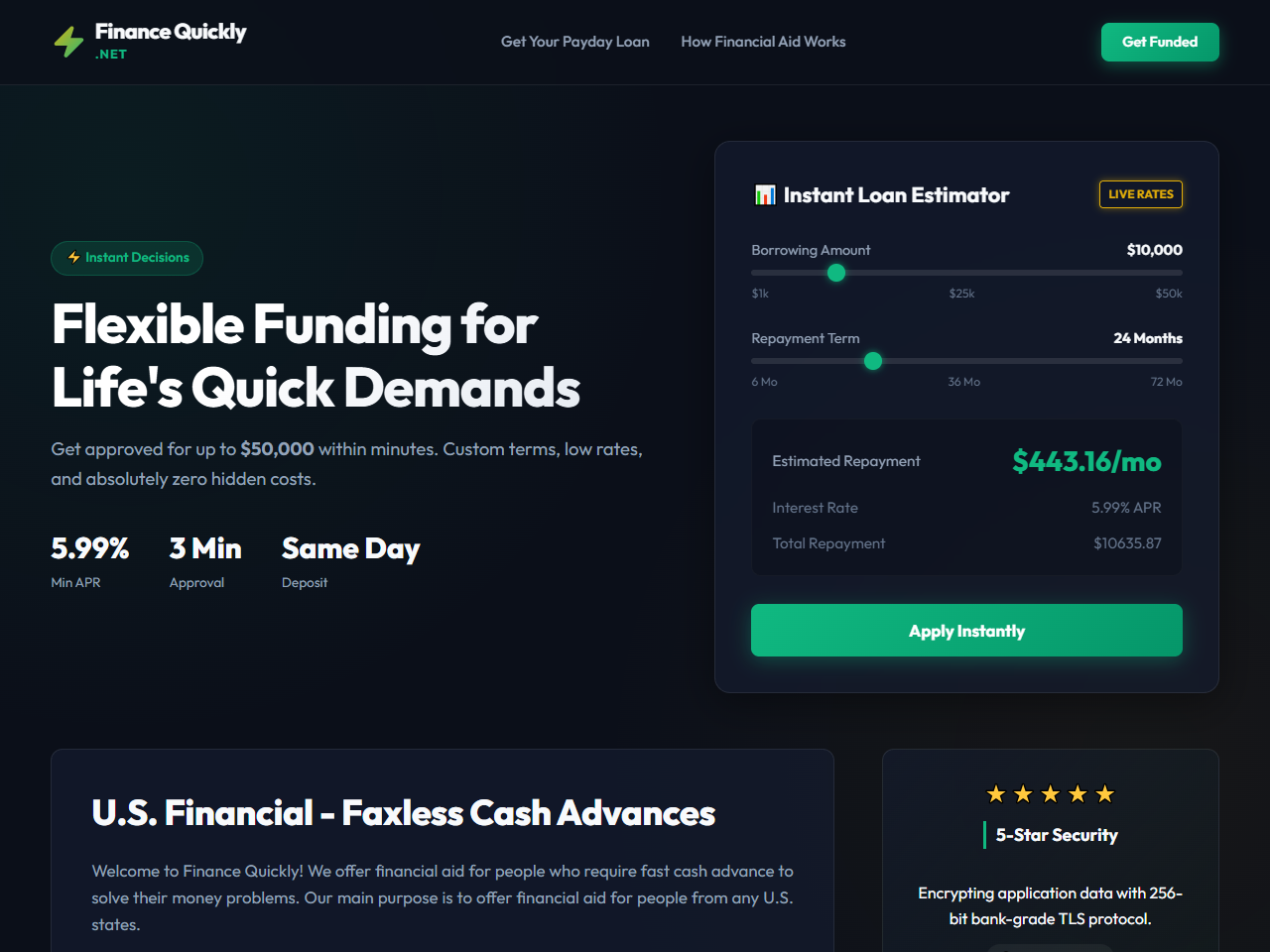 Finance Quickly Website Design