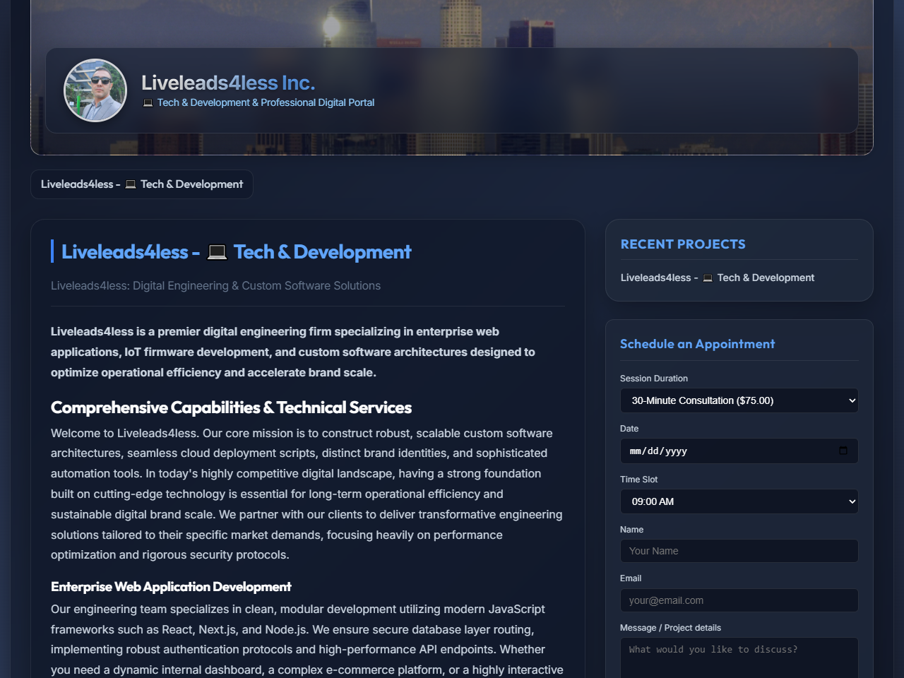 Liveleads4less Inc. Website Design