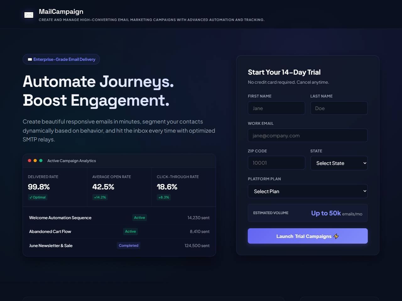 MailCampaign Website Design