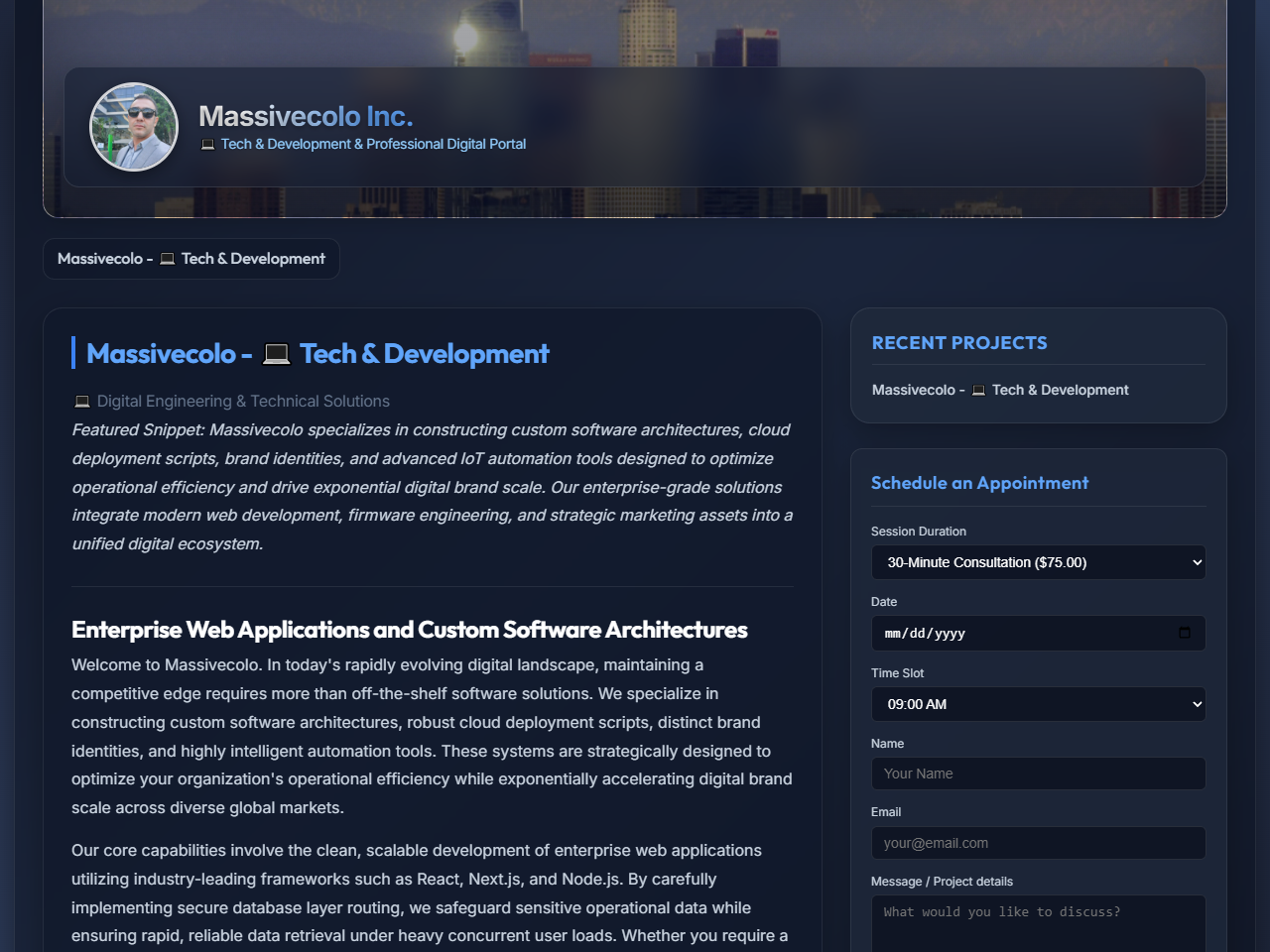 Massivecolo Inc. Website Design