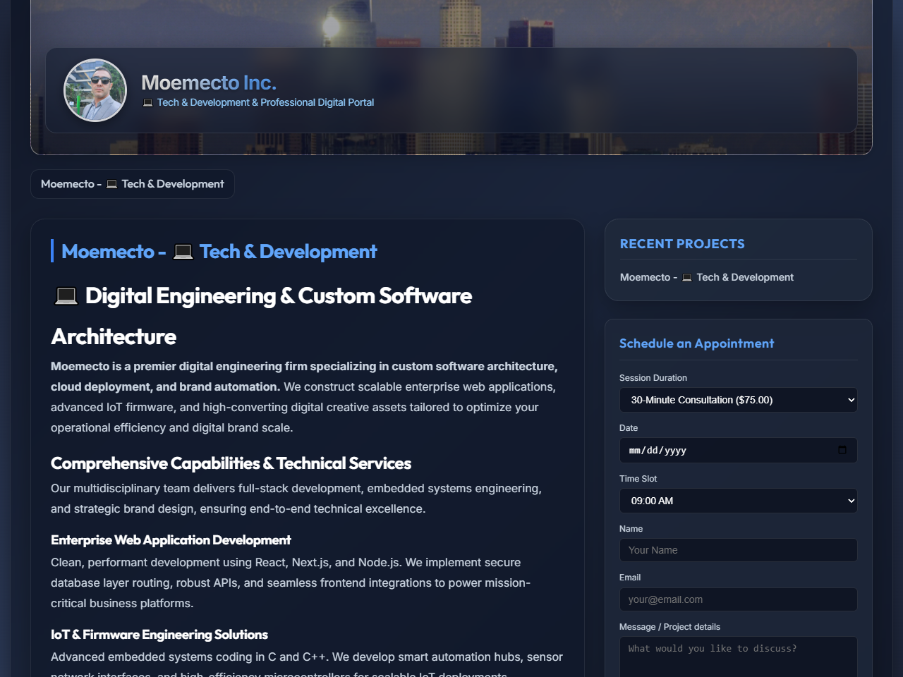 Moemecto Inc. Website Design