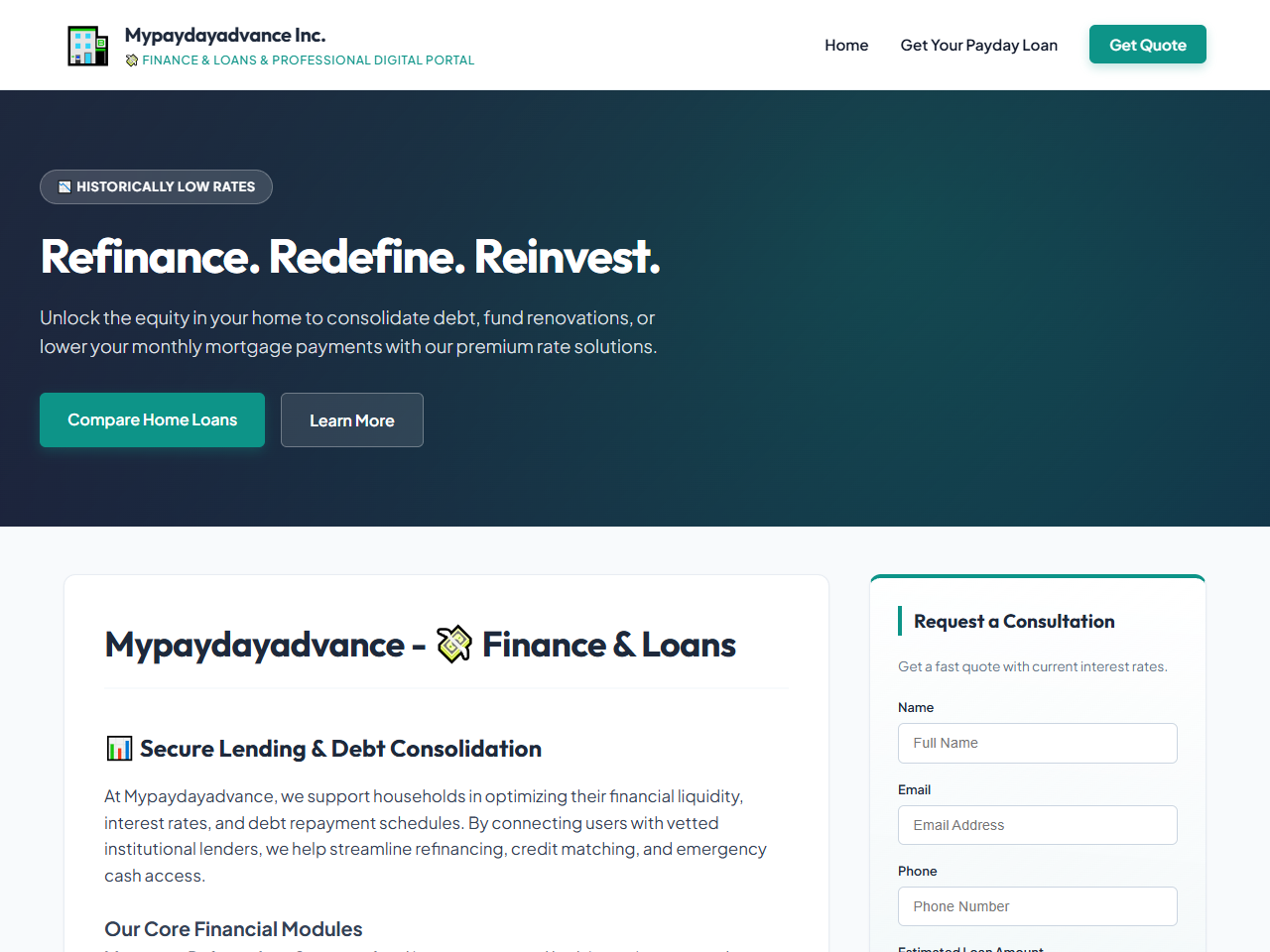 Mypaydayadvance Inc. Website Design