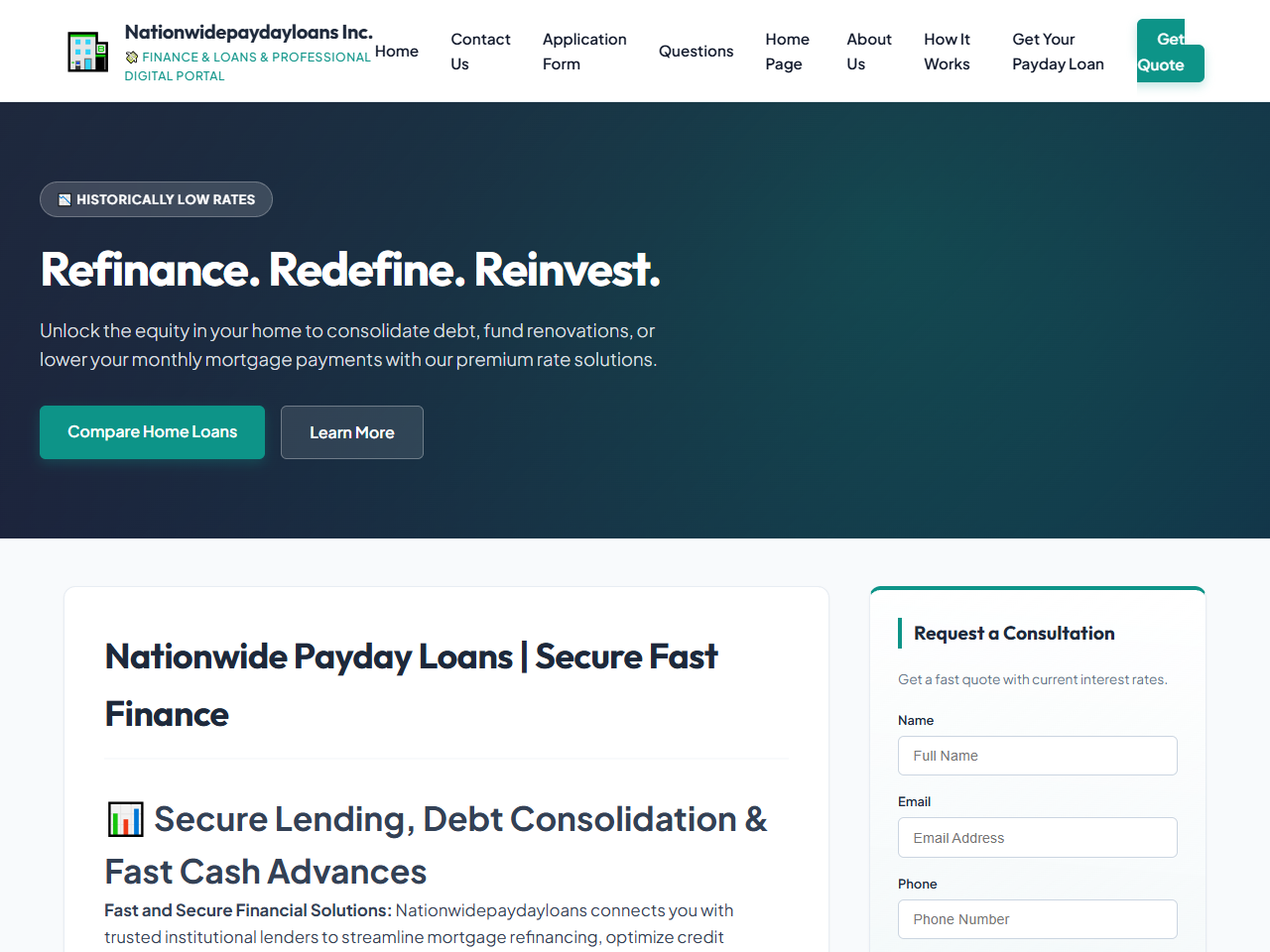 Nationwidepaydayloans Inc. Website Design