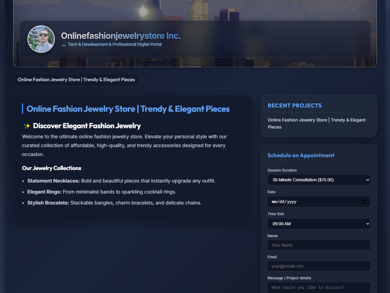 Onlinefashionjewelrystore Inc. Website Design