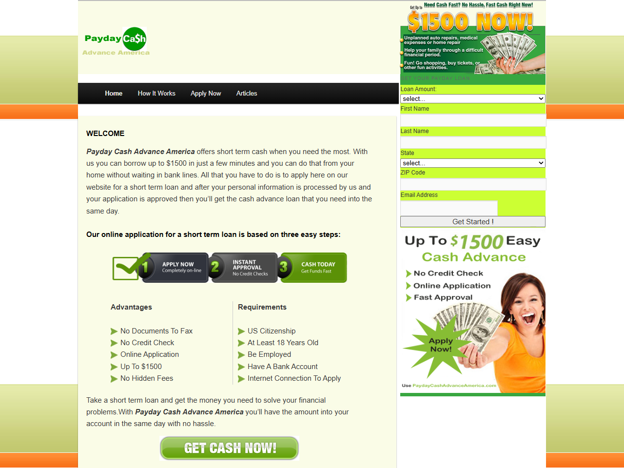 Paydaycashadvanceamerica Inc. Website Design
