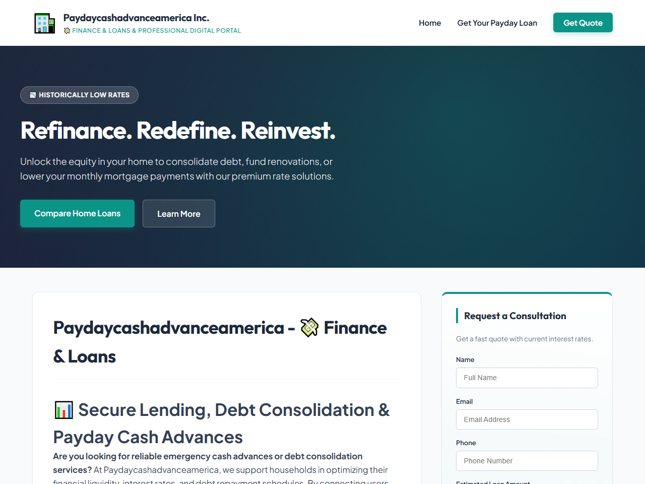 Paydaycashadvanceamerica Inc. Website Design