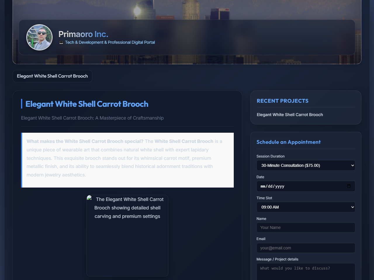 Primaoro Inc. Website Design
