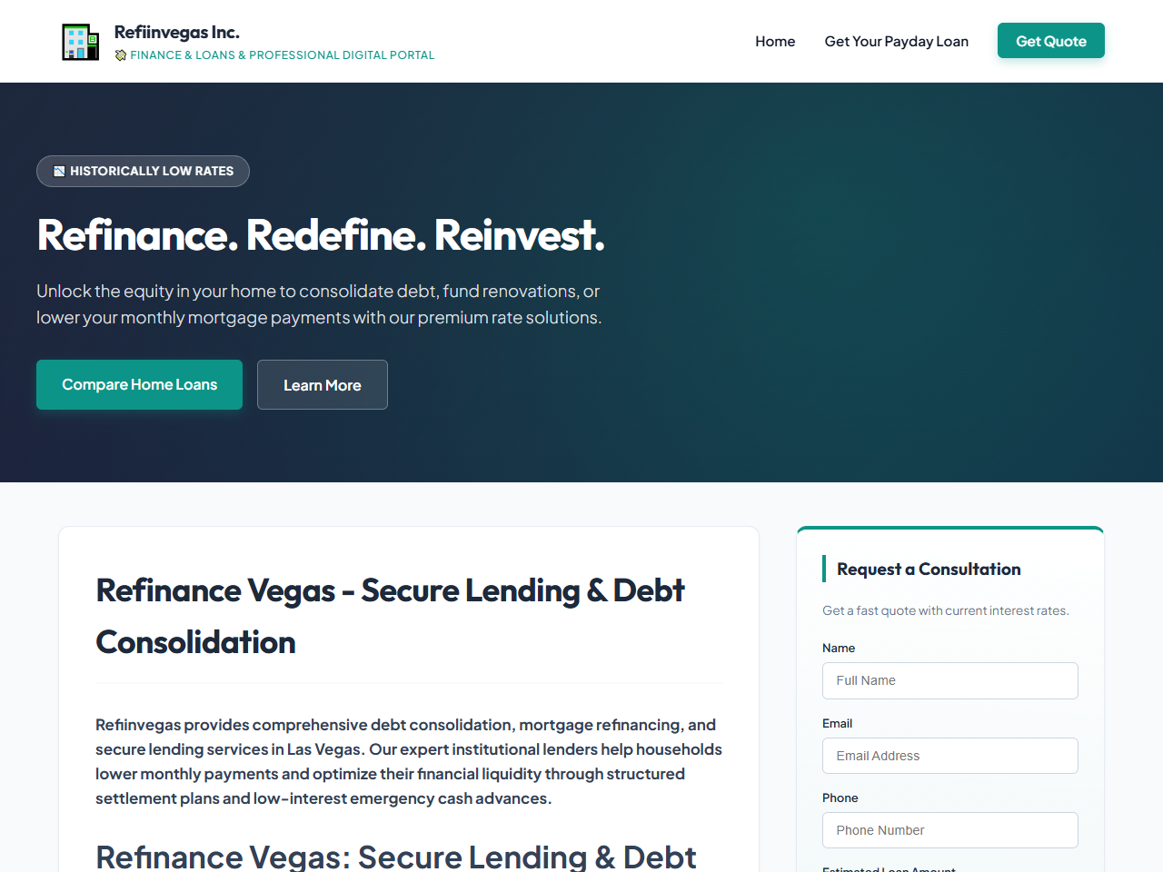 Refiinvegas Inc. Website Design