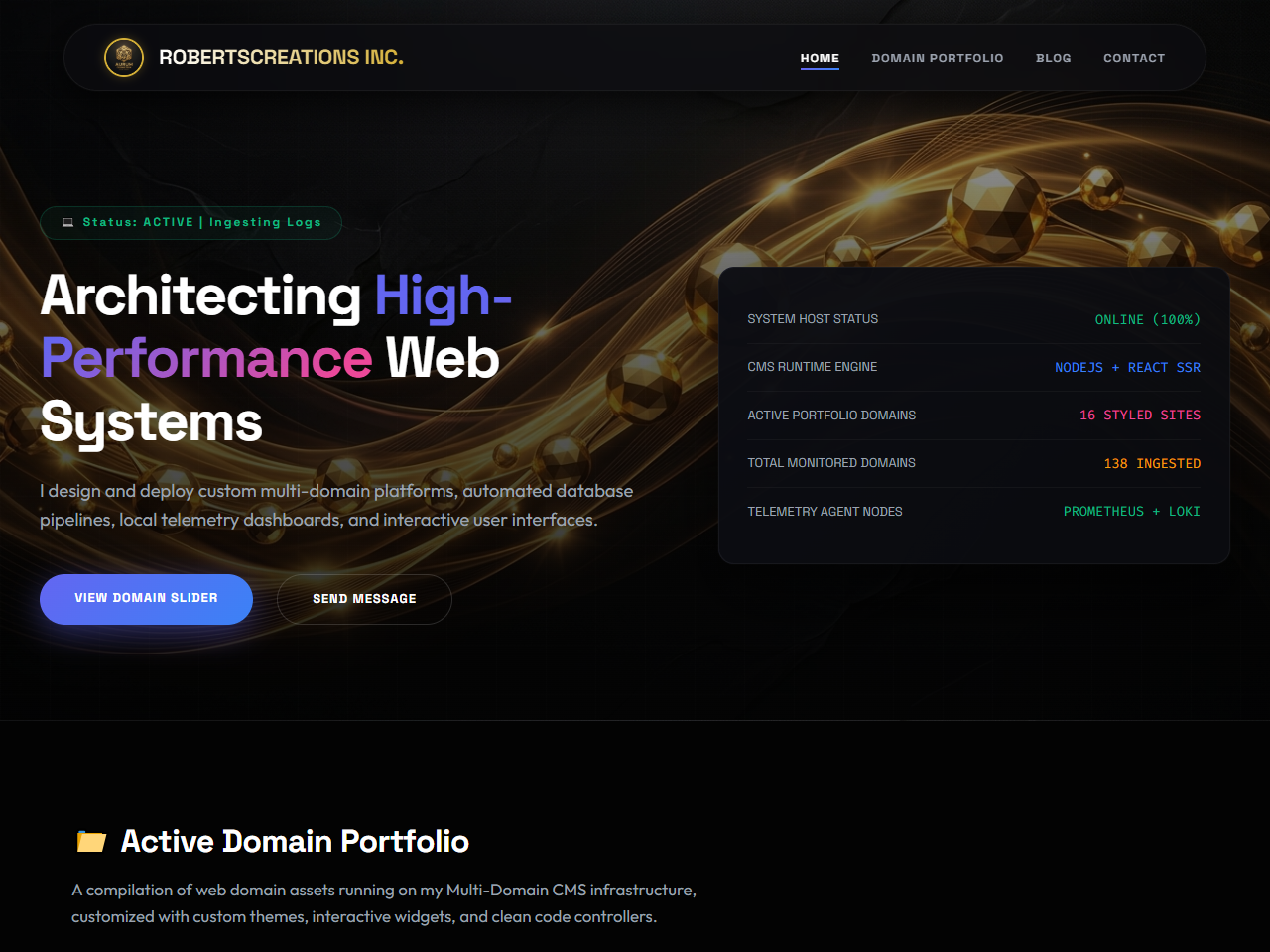 Robertscreations Inc. Website Design