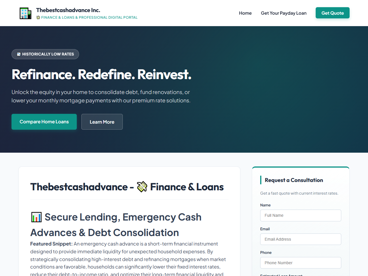 Thebestcashadvance Inc. Website Design