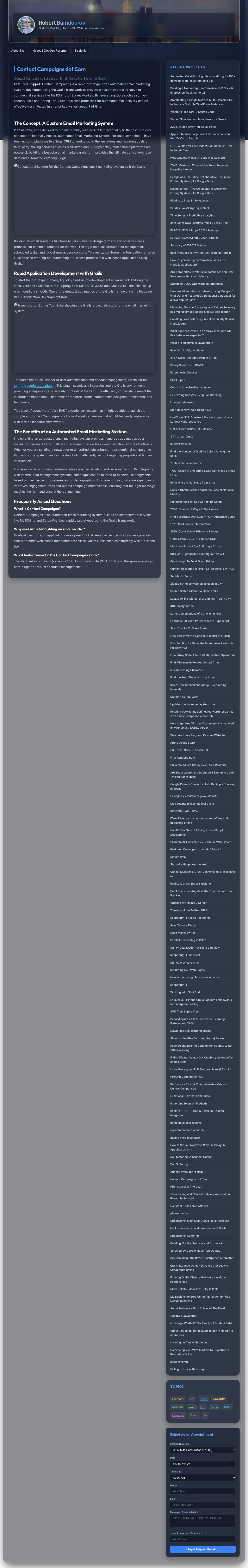 Concept architecture for the Contact Campaigns email marketing system built on Grails