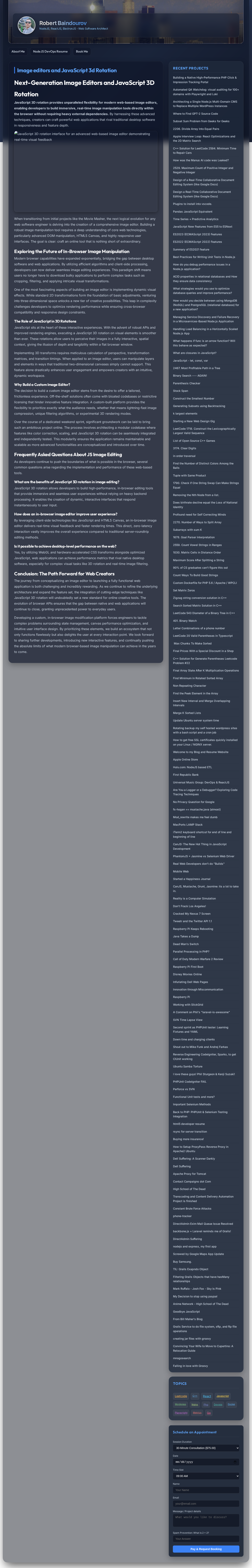 JavaScript 3D rotation interface for an advanced web-based image editor demonstrating real-time visual feedback