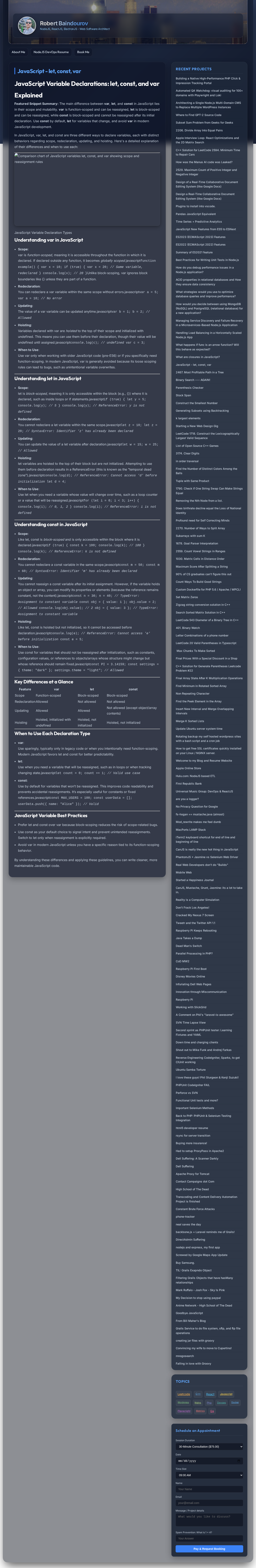 Comparison chart of JavaScript variables let, const, and var showing scope and reassignment rules