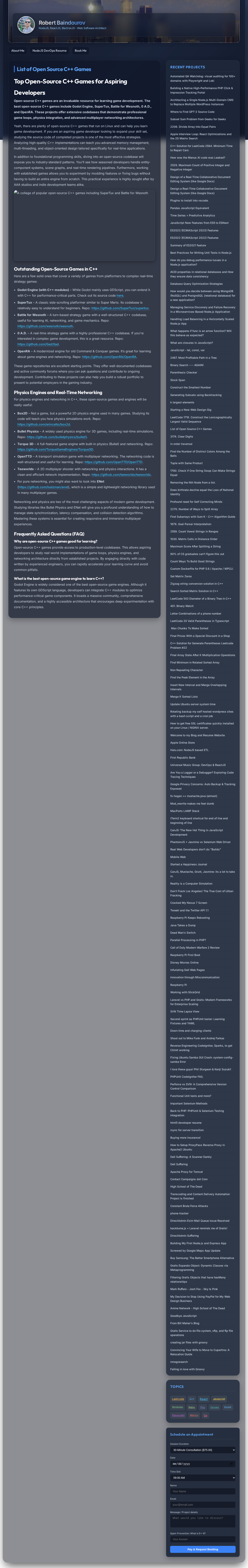 A collage of popular open-source C++ games including SuperTux and Battle for Wesnoth